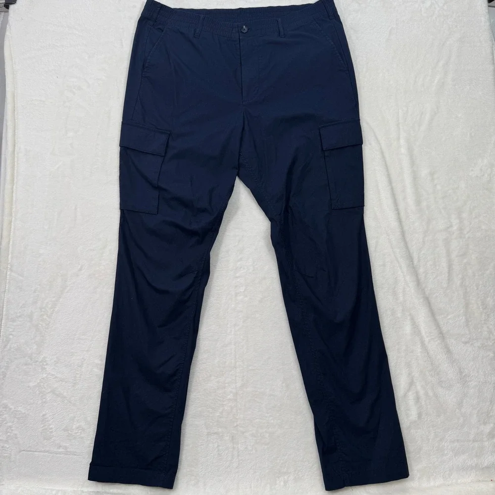 Gap Cargo Pants Mens Large Tall Navy Blue Utility Elastic Waist Hiking Trousers